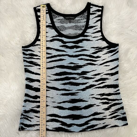 Y2K Ming Wang Tank Top Women Medium Zebra Bodycon Edgy Animal Retro Bold Casual - Picture 9 of 10